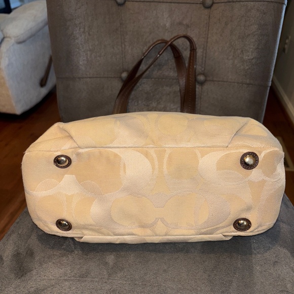 Vintage Coach Signature Tote Bag Light Khaki & Brown - Picture 5 of 10